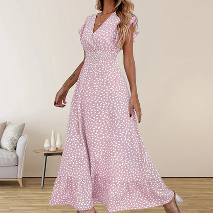 CD | Amazon Cross Border Foreign Trade Femei V-Neck talie rochie lungă