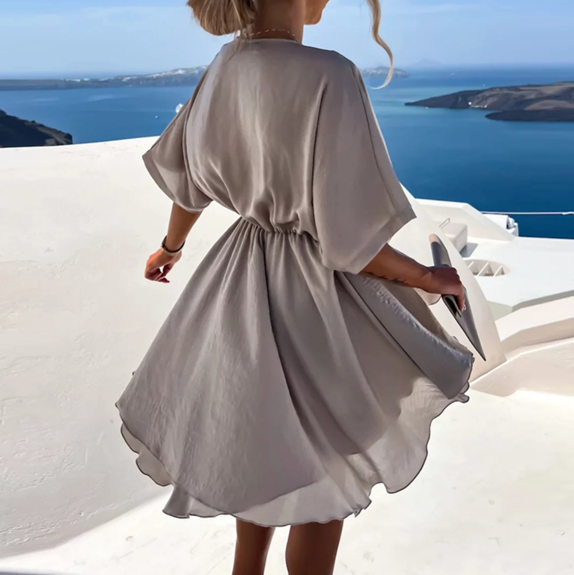CD | Rochie mini de vară chic cu talie înaltă