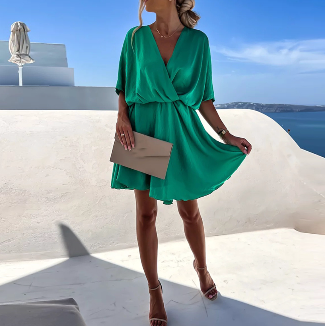 CD | Rochie mini de vară chic cu talie înaltă