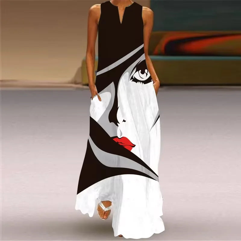 CD | Femei la modă și sexy slit v-neck rochie maxi