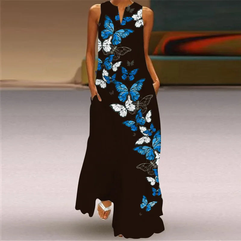 CD | Femei la modă și sexy slit v-neck rochie maxi