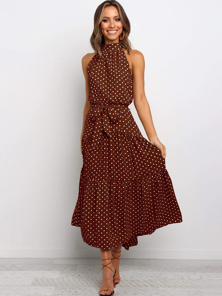 CD | Rochie midi fără mâneci cu buline