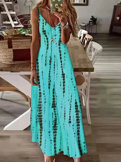 CD | Ladies V-neck tie-dye rochie maxi