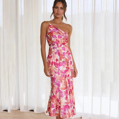 CD | Rochie midi asimetrică elegantă cu model floral pentru orice ocazie