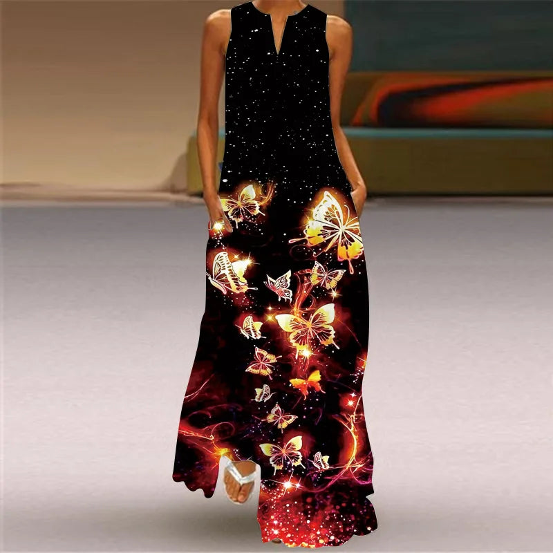 CD | Femei la modă și sexy slit v-neck rochie maxi