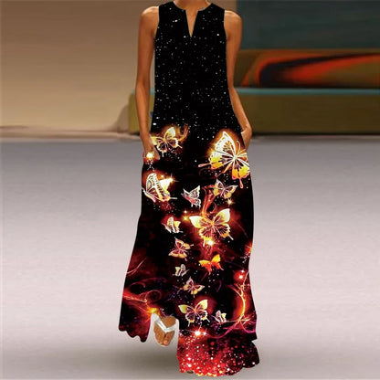 CD | Femei la modă și sexy slit v-neck rochie maxi