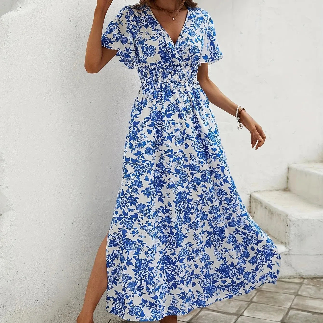 CD | Femei Boho Print Mini rochie de vară Elegant Sleeveless Sundress