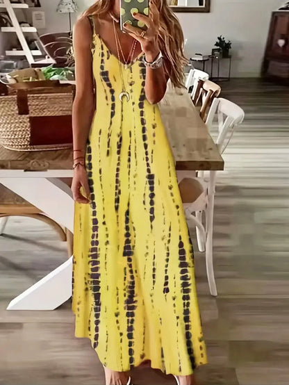 CD | Ladies V-neck tie-dye rochie maxi