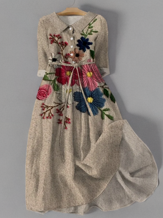 CD | Rochie de dantelă botanică vintage cu buzunare