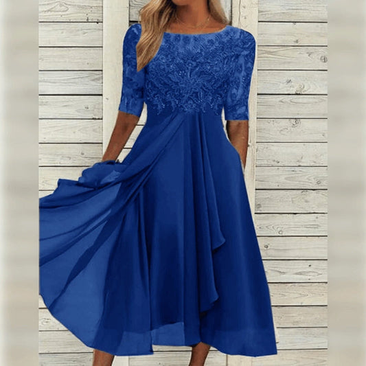 CD | Rochie midi elegantă din șifon și dantelă