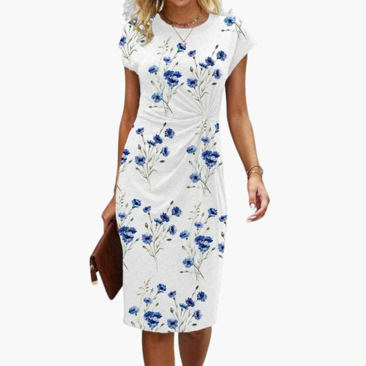 CD | Rochie midi floral pentru femei cu decolteu rotund și mâneci scurte