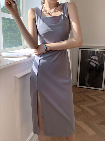 CD | Rochie midi vintage cu bretele despicate