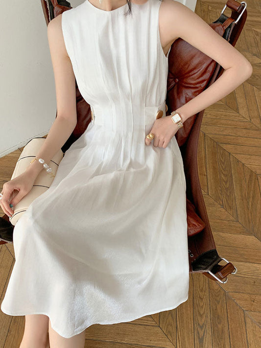 CD | Rochie midi din satin cu buton decorativ