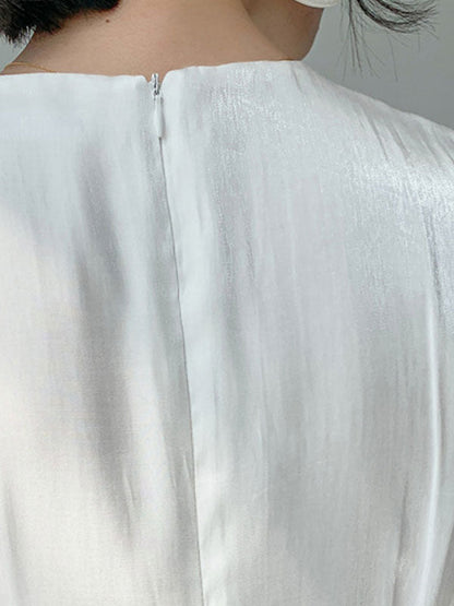 CD | Rochie midi din satin cu buton decorativ