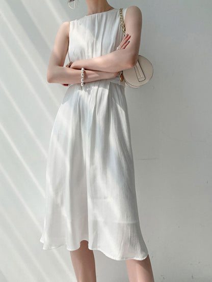 CD | Rochie midi din satin cu buton decorativ