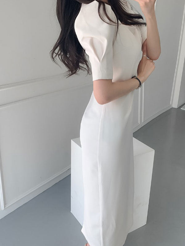 CD | Rochie maxi vintage cu mâneci bufante