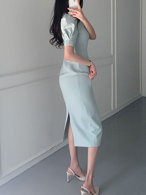 CD | Rochie maxi vintage cu mâneci bufante