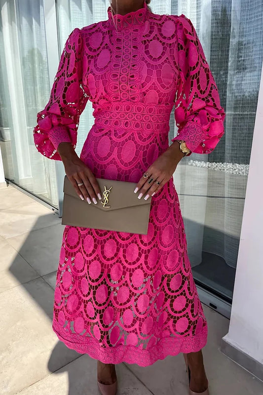 CD | Rochie midi albă | Rochie midi cu mânecă lungă | Rochii midi pentru femei