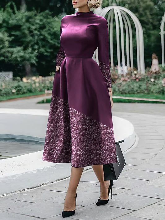 CD | Rochie midi cu mânecă lungă, imprimată