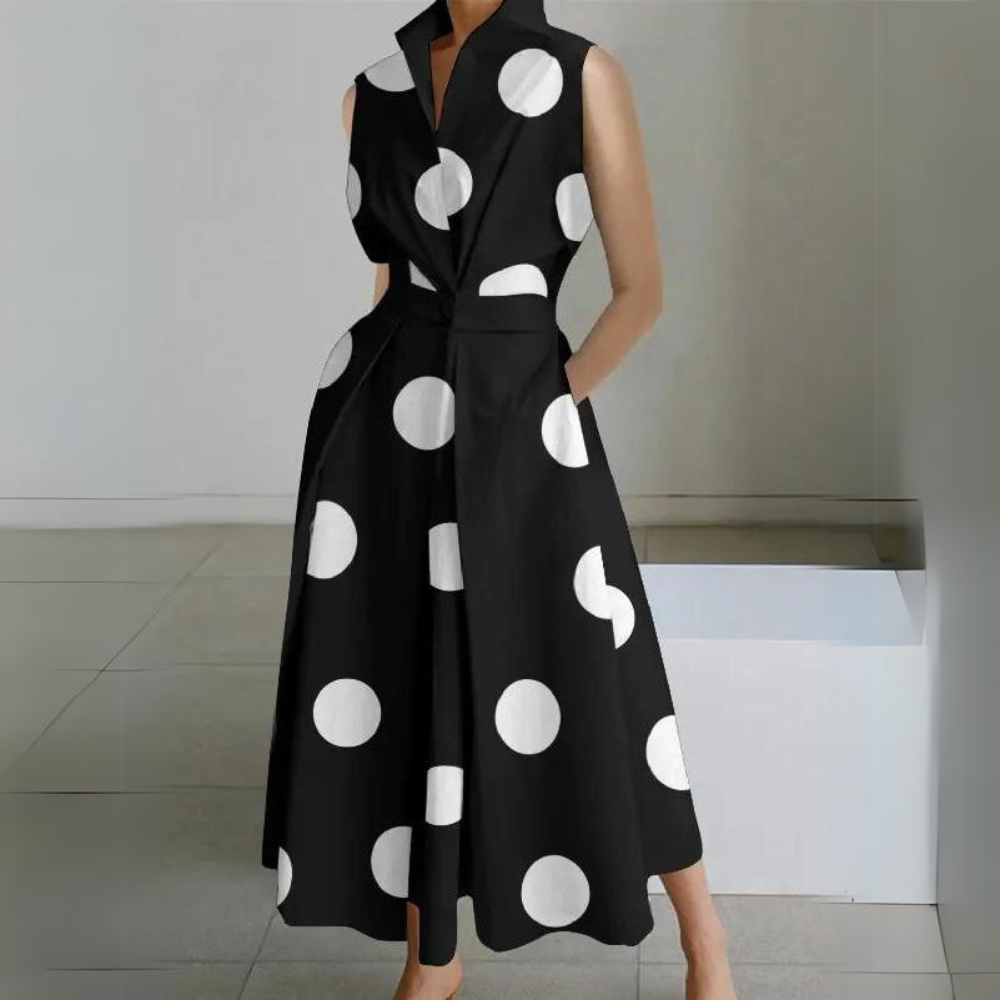 CD | Rochie midi fără mâneci cu buline