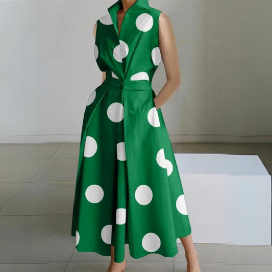 CD | Rochie midi fără mâneci cu buline