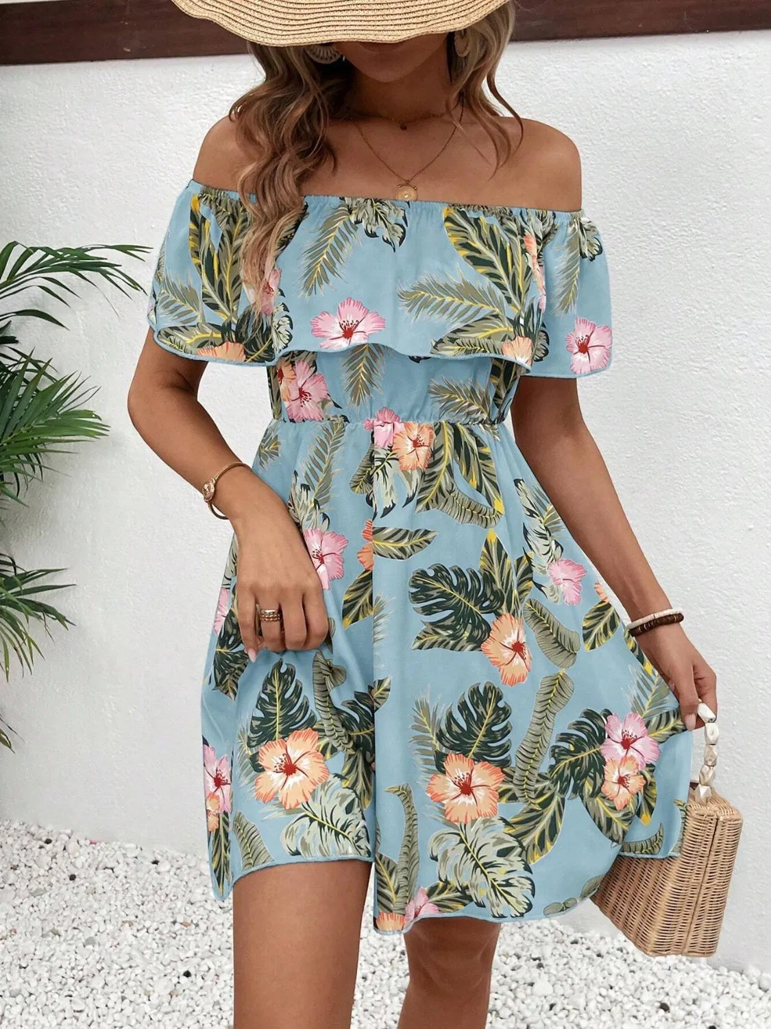 CD | Rochie mini imprimată fără umeri