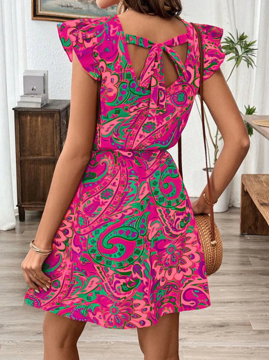 CD | Rochie mini cu imprimeu Paisley și mâneci bufante