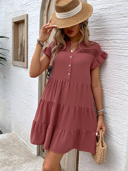 CD | Rochie mini cu mâneci crestate cu volane