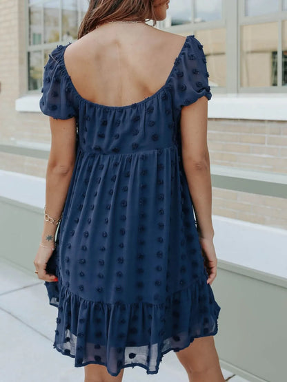 CD | Rochie mini cu decolteu pătrat Swiss Dot