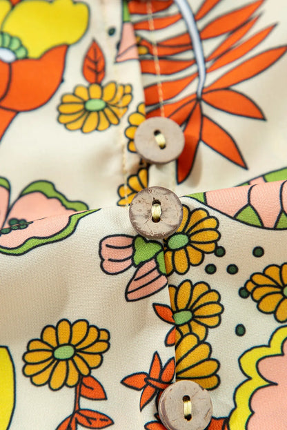 CD | Rochie mini imprimată cu mâneci balon și decolteu cu cravată