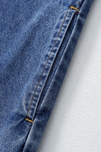CD | Rochie mini din denim cu mânecă scurtă, guler și buzunare aplicate