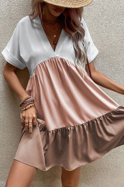 CD | Mini rochie cu mânecă scurtă Colour Block
