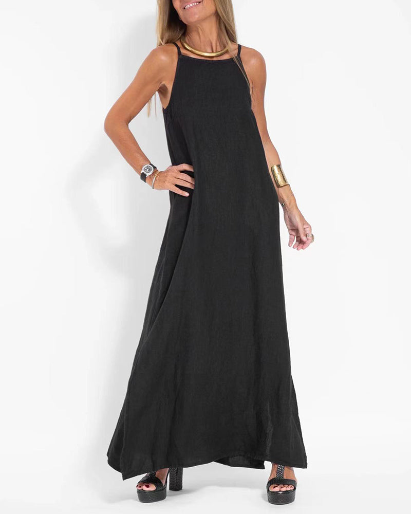 CD | Casual rochie fără mâneci spaghete cu fantă laterală rochie maxi