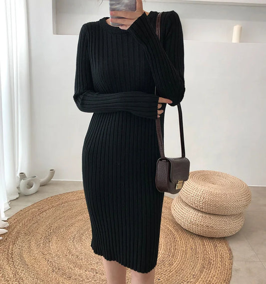 CD | Rochie din două piese cu pulover tricotat cu tăietură