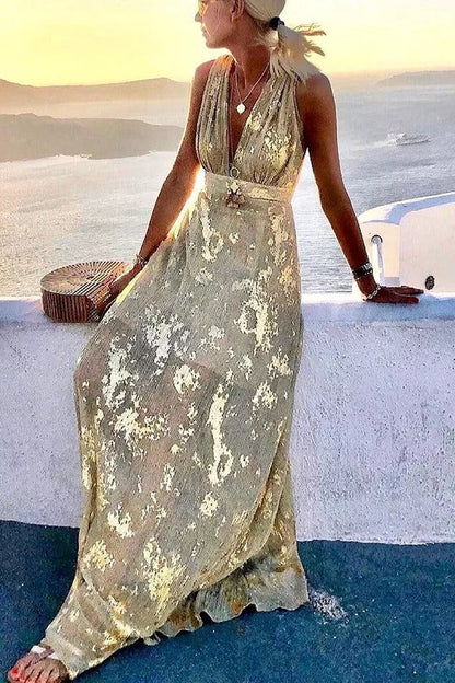 CD | Golden Sunset Stories rochie maxi cu decolteu în V