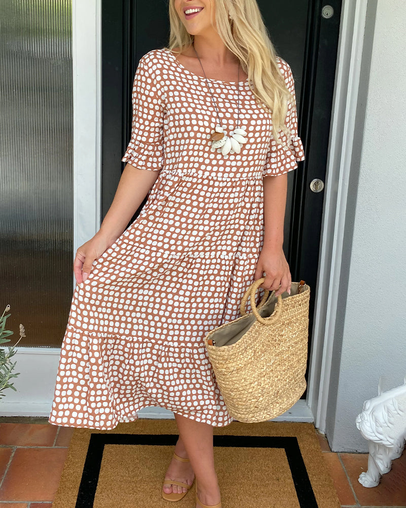 CD | Rochie midi cu decolteu rotund și model polka dot