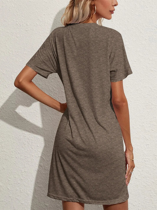 CD | Pocketed rotund gât scurt cu mânecă mini tricou