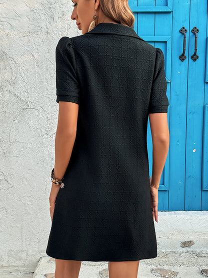 CD | Zip guler mânecă scurtă casual mini rochie