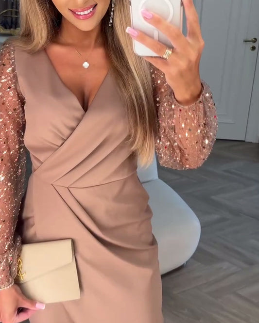 CD | Rochie elegantă cu mâneci din paiete
