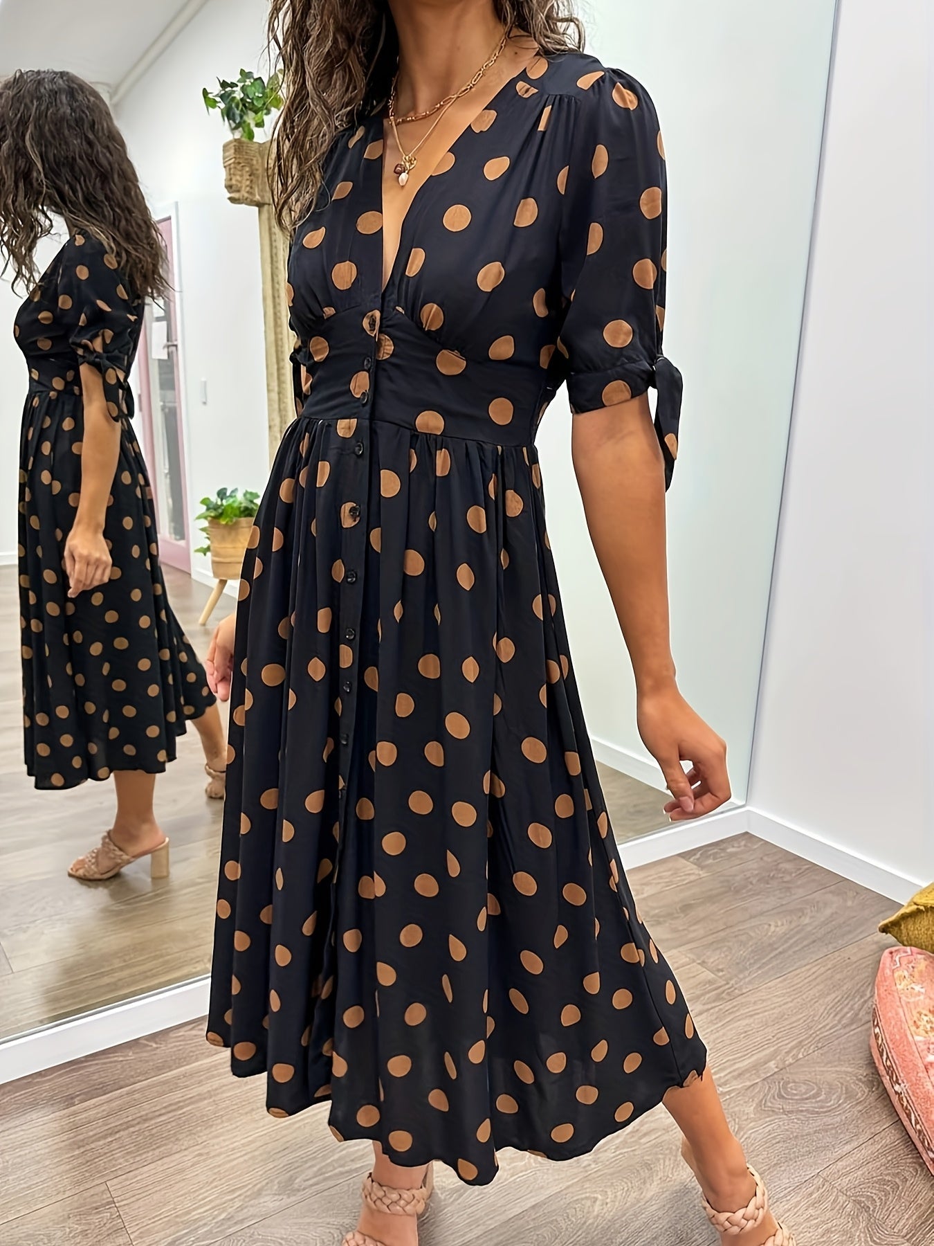 CD | Rochie midi chic cu buline pentru orice ocazie