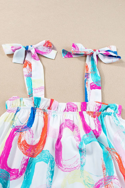 CD | Mini rochie cu bretele încolăcite cu imprimare abstractă