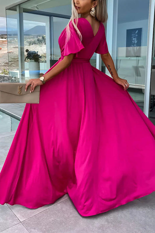 CD | Call Me Confident Glitter Fabric Belted Slit Maxi Dress