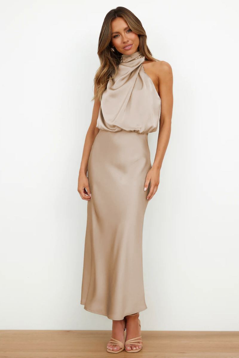 CD | Rochie midi drapată în satin