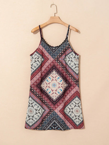 CD | Rochie mini cami cu model geometric paisley