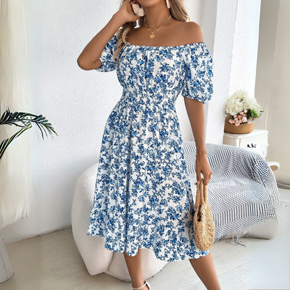 CD | Rochie midi florală elegantă cu mâneci bufante