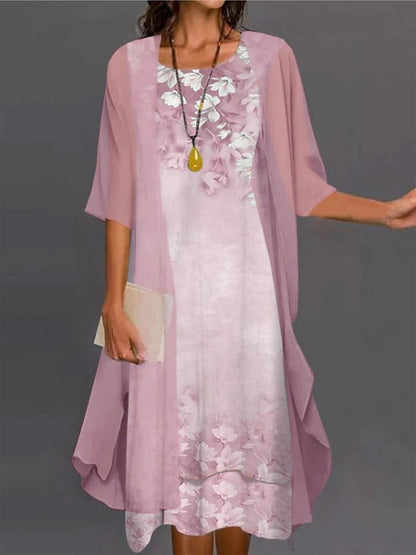CD | rochie midi din două piese cu model floral pentru femei AH315