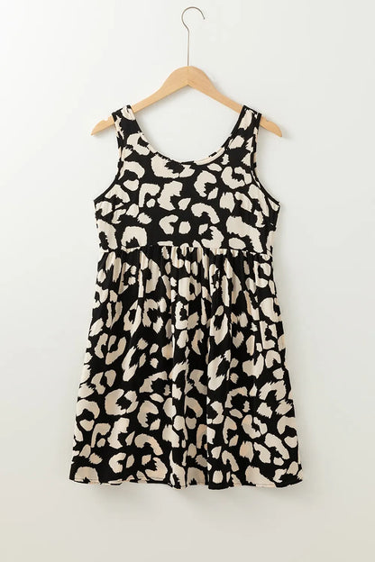 CD | Rochie mini de vară fără mâneci cu imprimeu leopard