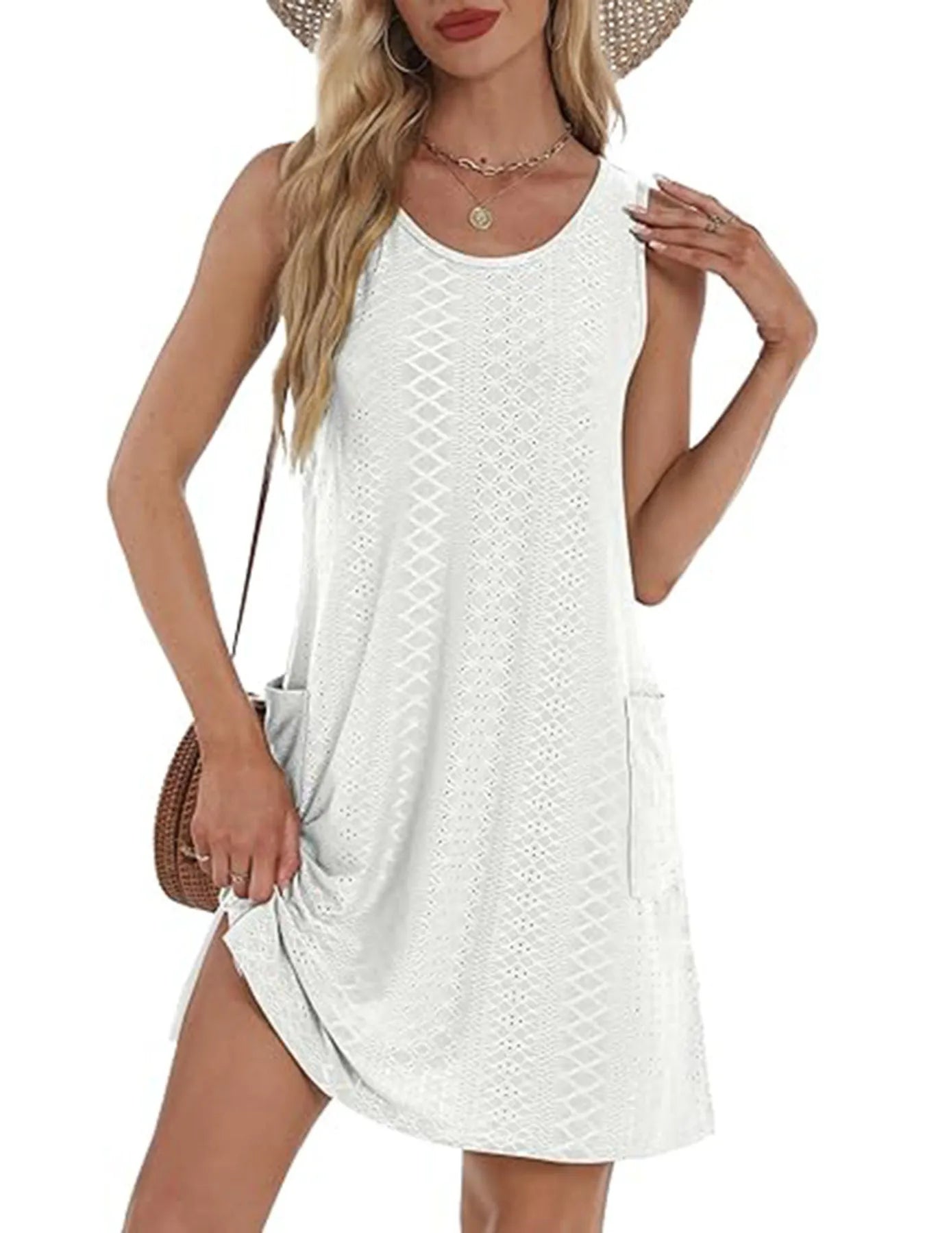 CD | Fantă laterală Rochie mini tank fără mâneci
