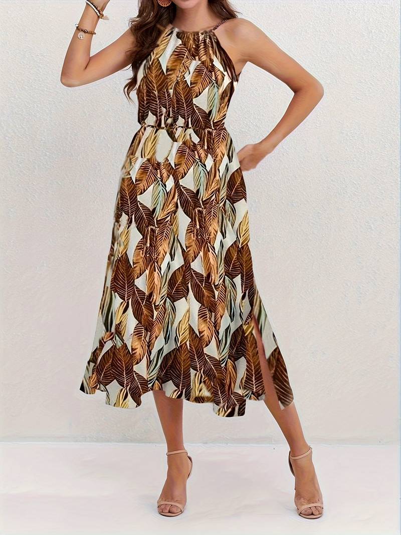CD | Rochie midi fără mâneci cu tăietură