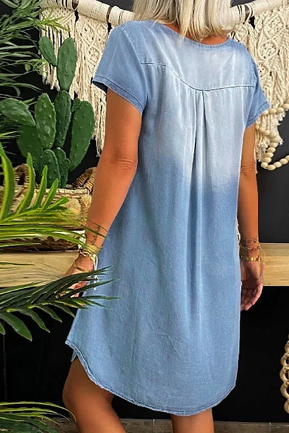 CD | Mini rochie casual din denim cu mâneci scurte